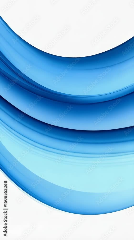 Poster flowing blue wave pattern on white background creating a clean and modern abstract design, great for