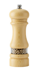Isolated Wooden Pepper Mill with Spices Transparent Background PNG