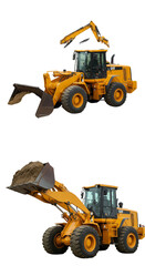 Isolated Yellow Construction Loader Operating On A Transparent Background Photo
