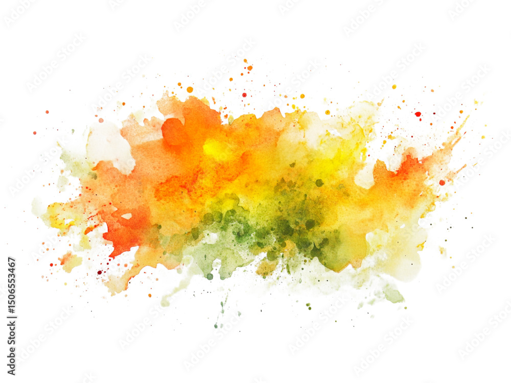 Poster abstract watercolor painting with vibrant and splashy bursts of color, blending into each other with