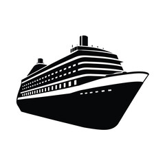 Obraz premium Cargo ship silhouette vector, Cargo ship vector 
