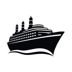 Obraz premium Cargo ship silhouette vector, Cargo ship vector 