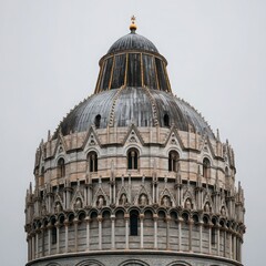 Pisa baptistery dome detail shot on white background