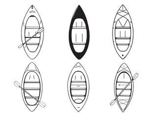 Canoe line art vintage outdoor adventure sketch