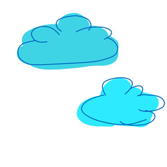 Cute Hand Drawn Blue Clouds Clipart – Doodle Style Sky Elements