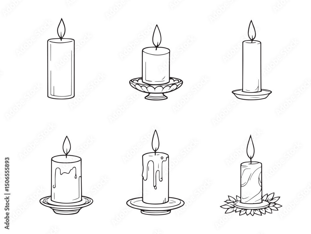 Poster candles line art minimal style vector for relaxation