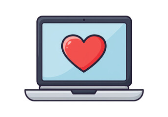 Laptop with Heart Illustration Transparent Background Vector Graphic