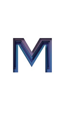 Layered Letter M Illustration in Blue Purple Gradient Typography