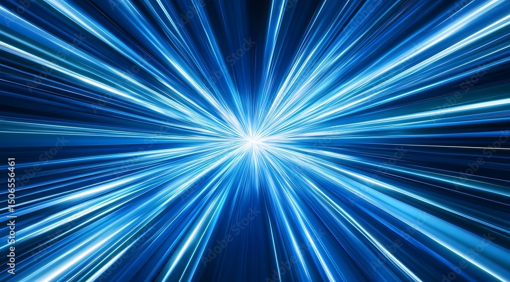 Poster blue background with speed lines and light streaks, representing fast data transfer in the digital