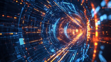 Obraz premium An artistic representation of a Wi-Fi symbol composed of digital elements and glowing lines, set against a futuristic background to signify advanced technology.