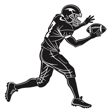 halfback receiving handoff black silhouette vect