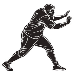 Naklejka premium offensive lineman in stance black silhouette vec