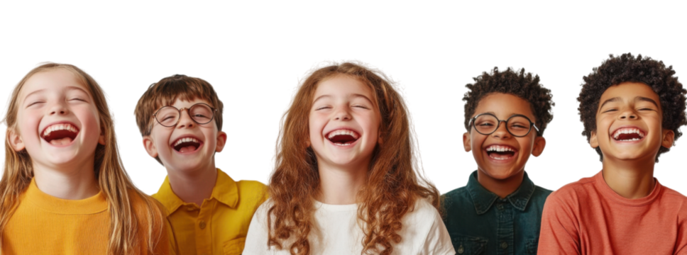 Group of Diverse Laughing Children – Happy Kids Portrait Isolated on White