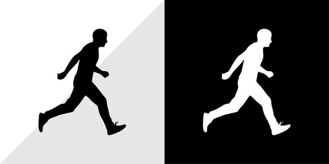 Silhouette of a Running Man Dynamic Movement and Contrast