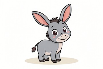 Adorable Cartoon Baby Donkey Illustration Cute Gray Donkey Farm Animal Children s Book Sweet Animal