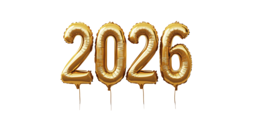 Gold number 2026 balloon