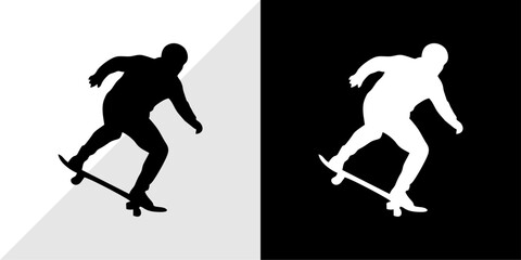 Dynamic Skateboarding Silhouette Action Sports Graphic Design