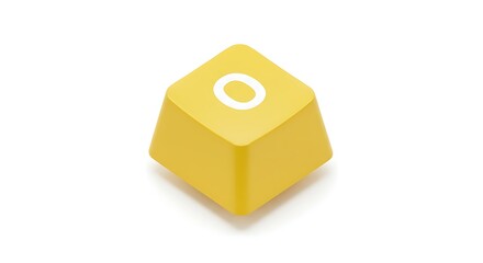 Yellow keyboard key with the number 0 on a white background