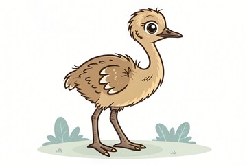 Obraz premium Adorable Baby Emu Cartoon Illustration Wildlife Animal Australian Bird Cute Chick