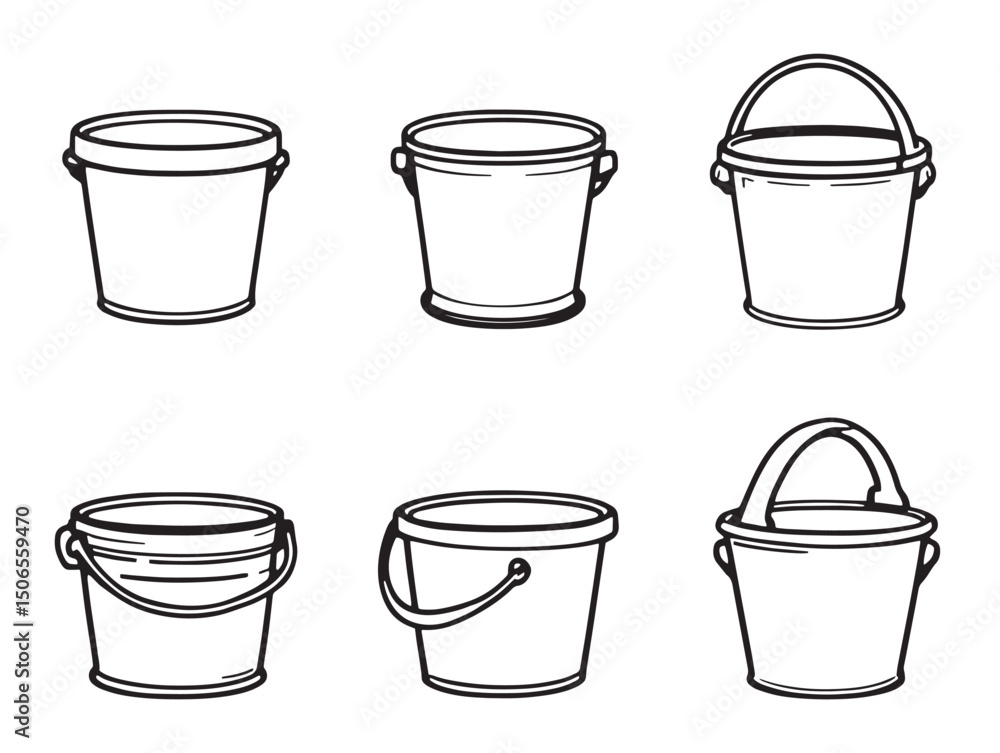 Poster clean bucket line art illustration for web and print
