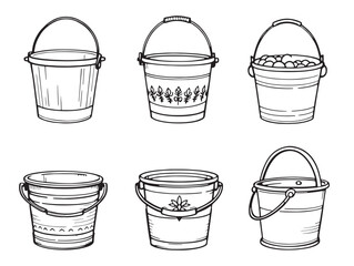 hand drawn bucket line art icon for design projects