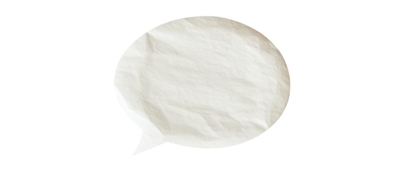 A speech bubble on white background