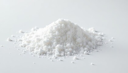 Fine white sugar crystals scattered on white surface, photography, crystals, culinary
