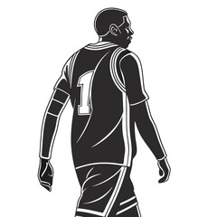 team jersey back view black silhouette vector t