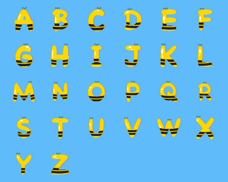 Cute Bee Alphabet Characters for Kids Learning and Decoration