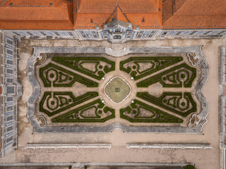 Beautiful aerial view to old historic Queluz Palace building