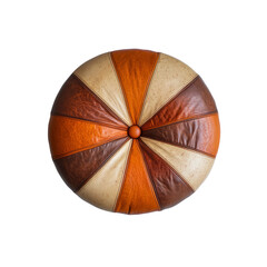 Vintage Leather Patchwork Pouf Ottoman Top View