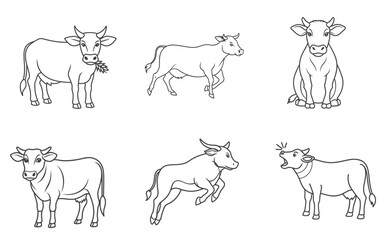 Cow, farm animal line icon. vector