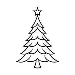 Christmas tree line art vector , Christmas tree silhouette vector 