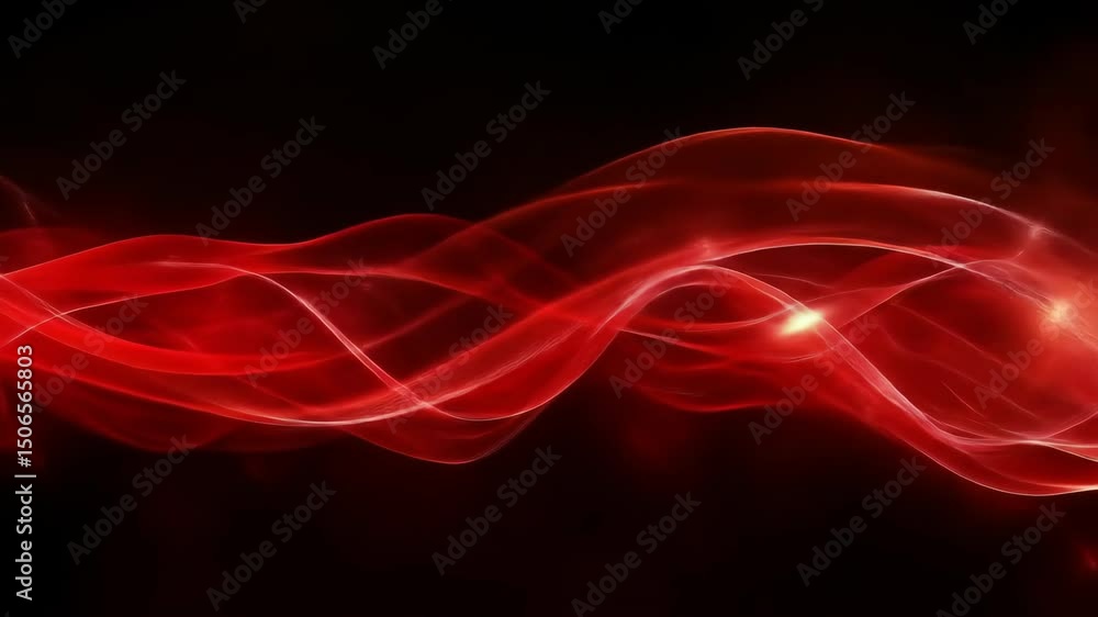 Poster red wave patterns move fluidly against a black background, creating a captivating and dynamic visual