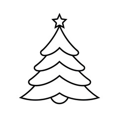 Fototapeta premium Christmas tree line art vector , Christmas tree silhouette vector 