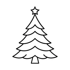 Obraz premium Christmas tree line art vector , Christmas tree silhouette vector 