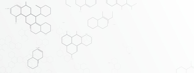 White Abstract Molecules, Cell, Science, Geometry Hexagon background design.