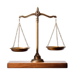 Balanced judgment scale on a Transparent background representing fairness and justice, Isolated judgment balance scale PNG background