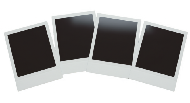 Photo Layout Of Four Polaroids On Isolated Transparent Background