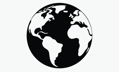 One Line Earth Globe Illustration