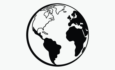 One Line Earth Globe Illustration