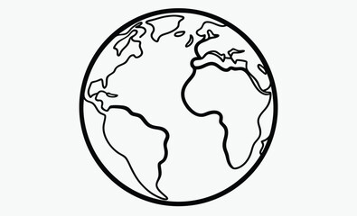 One Line Earth Globe Illustration