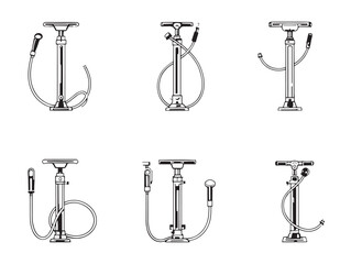 Bicycle pump line art vector illustration for modern designs