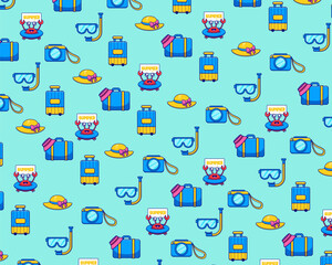 Seamless Summer Pattern with Tropical Elements and Beach Vibes