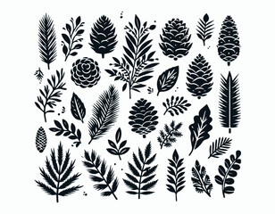 Fototapeta premium Diverse Pine Cone Illustrations Autumn Winter Botanical Elements Vector Logo Design
