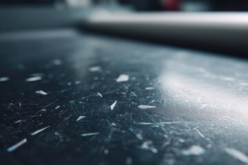 Surface with subtle scratches reflects light, showcasing raw tex