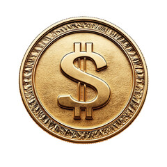 A gleaming gold coin symbol of prosperity and wealth radiating value on a on transparent background
