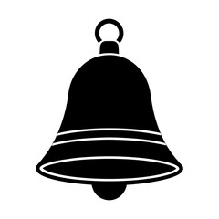 Illustration of a black bell with white stripes on a white background