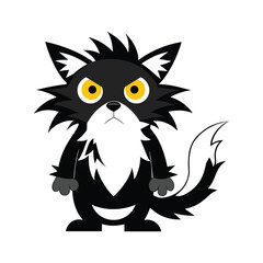 Crazy cat cartoon vector illustration character