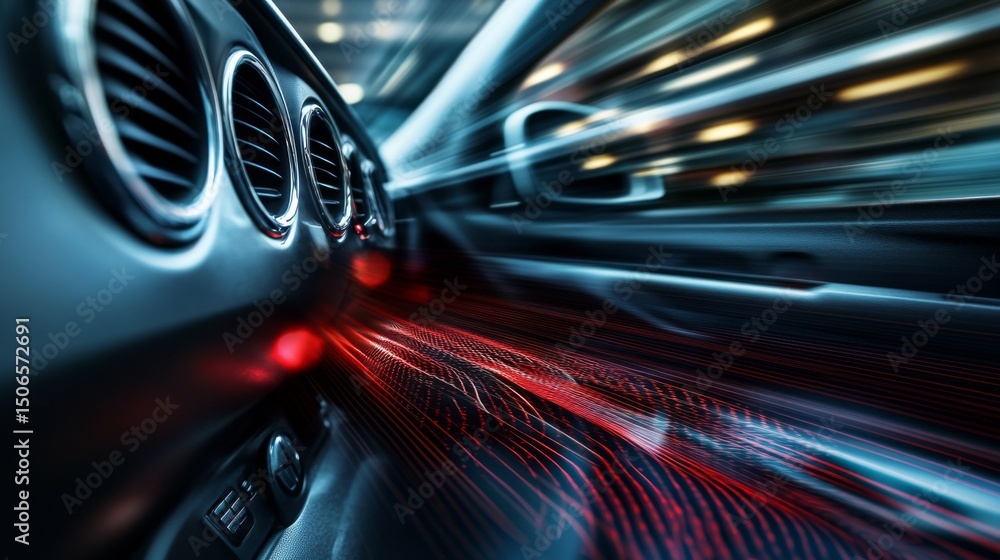 Aufkleber a dynamic shot of a car in motion with bass vibrations visible, showcasing the powerful sound system